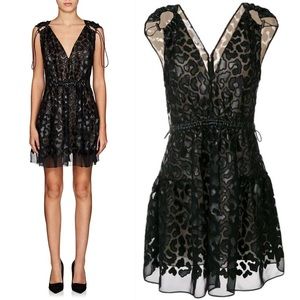 EUC STELLA MCCARTNEY Faux-Leather & Organdy Mini Black Dress $2,380 XS
